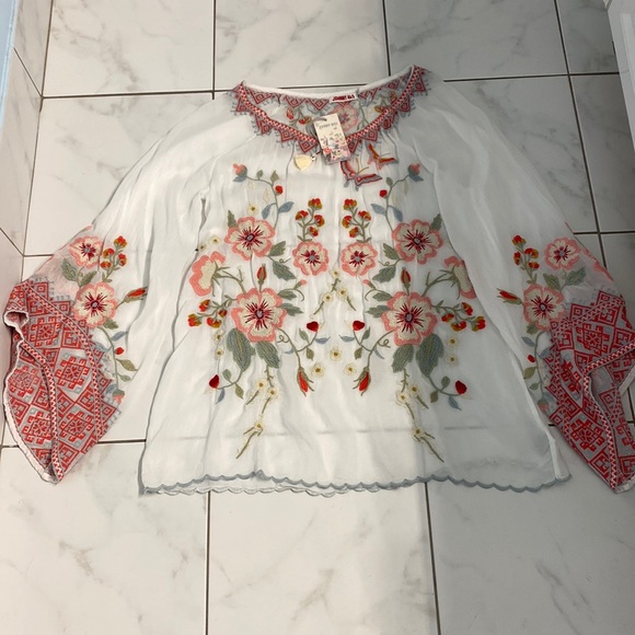 Johnny Was Grace embroidered kimono sleeve tunic top small NWT - Picture 4 of 11